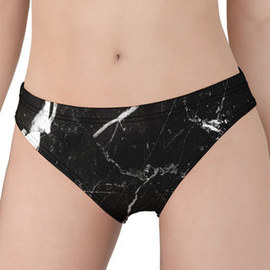 Black White Scratch Marble Print Women's Panties