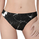 Black White Scratch Marble Print Women's Thong