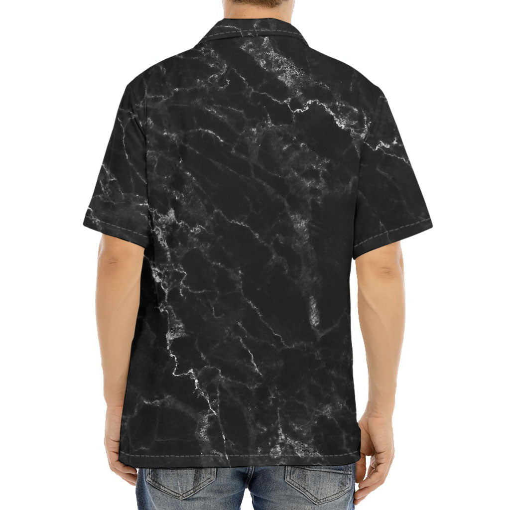 Black White Smoke Marble Print Aloha Shirt