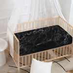 Black White Smoke Marble Print Baby Crib Sheet