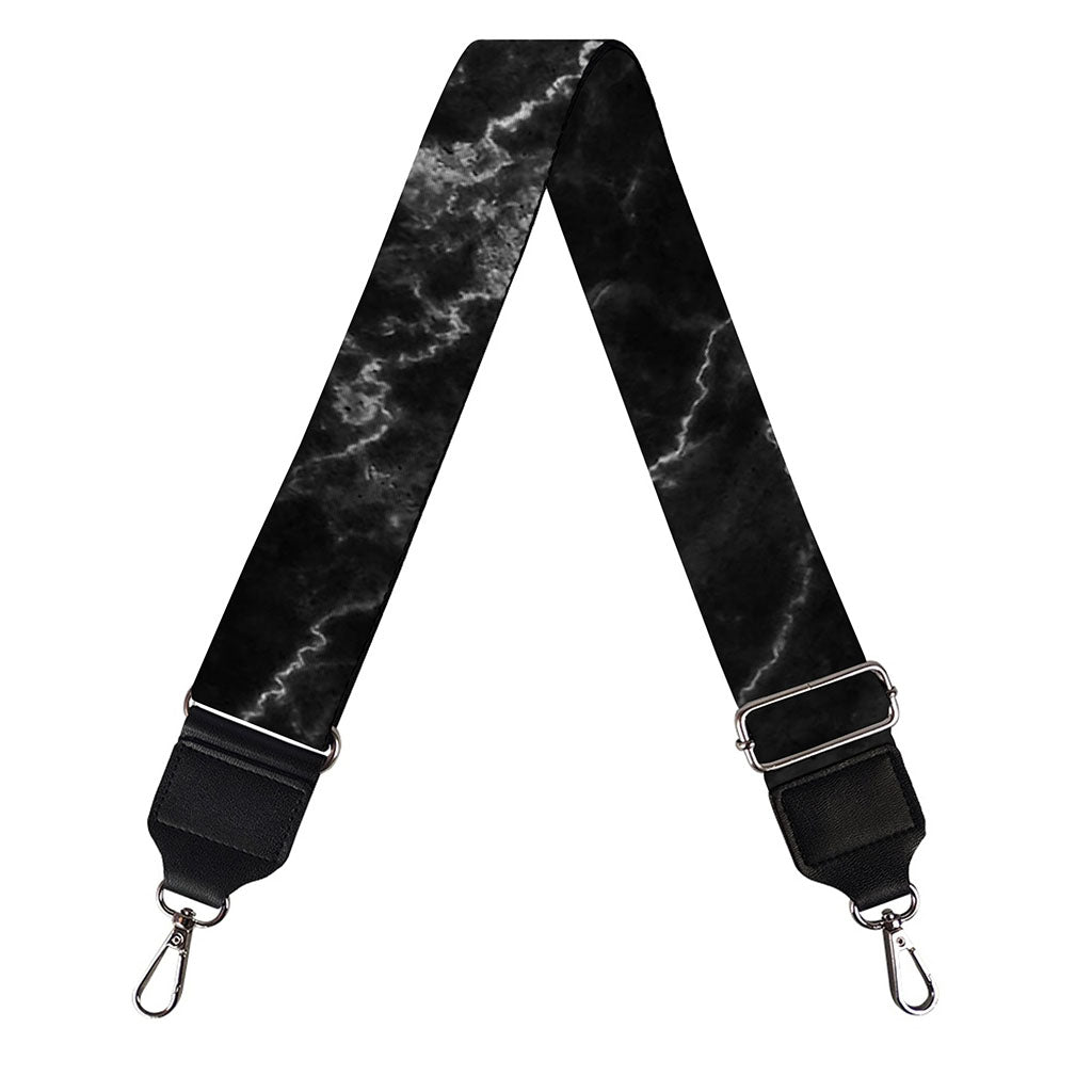 Black White Smoke Marble Print Bag Strap