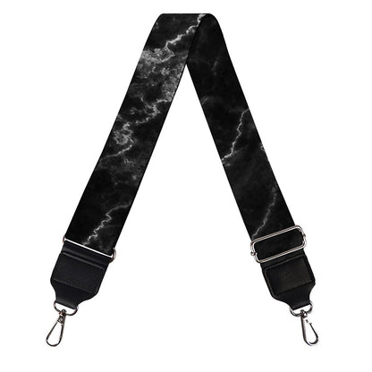 Black White Smoke Marble Print Bag Strap