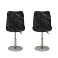 Black White Smoke Marble Print Bar Stool Covers