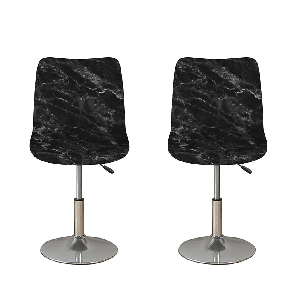 Black White Smoke Marble Print Bar Stool Covers