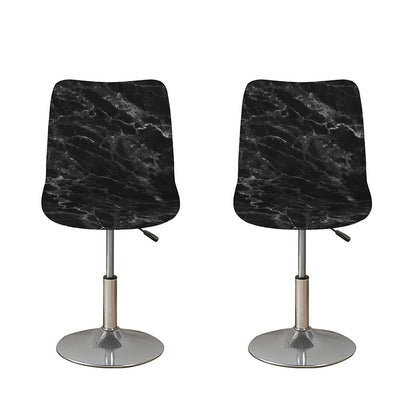 Black White Smoke Marble Print Bar Stool Covers
