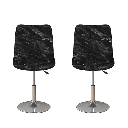 Black White Smoke Marble Print Bar Stool Covers