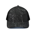 Black White Smoke Marble Print Black Mesh Trucker Cap