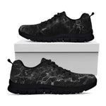 Black White Smoke Marble Print Black Running Shoes