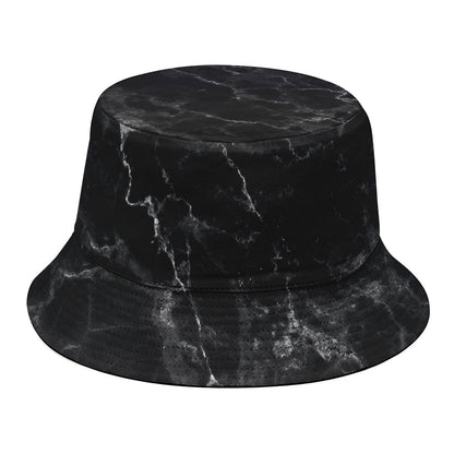 Black White Smoke Marble Print Bucket Hat