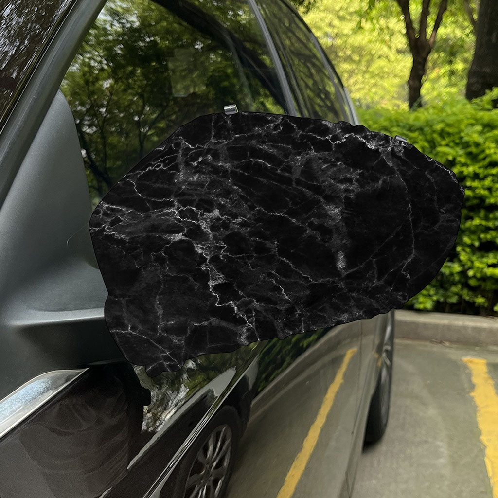 Black White Smoke Marble Print Car Side Mirror Covers