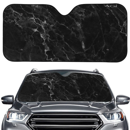 Black White Smoke Marble Print Car Windshield Sun Shade