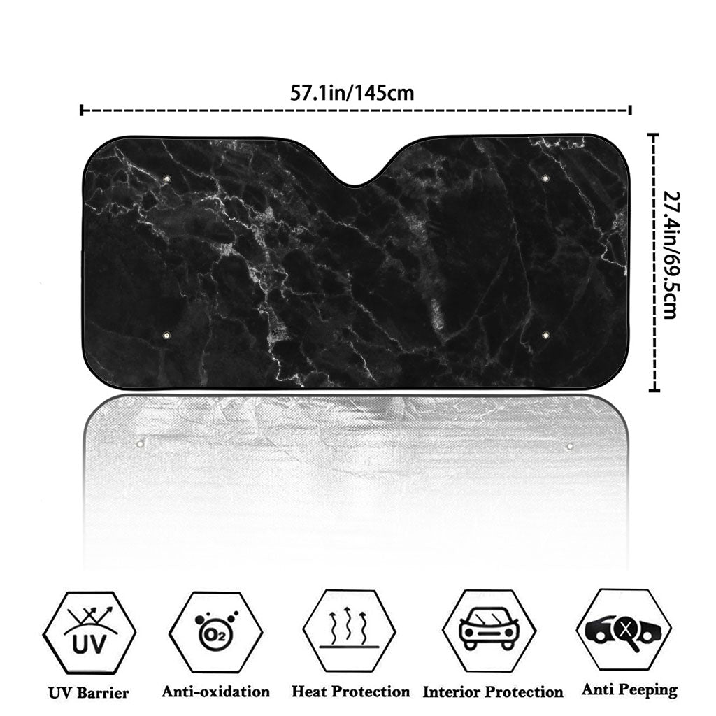 Black White Smoke Marble Print Car Windshield Sun Shade