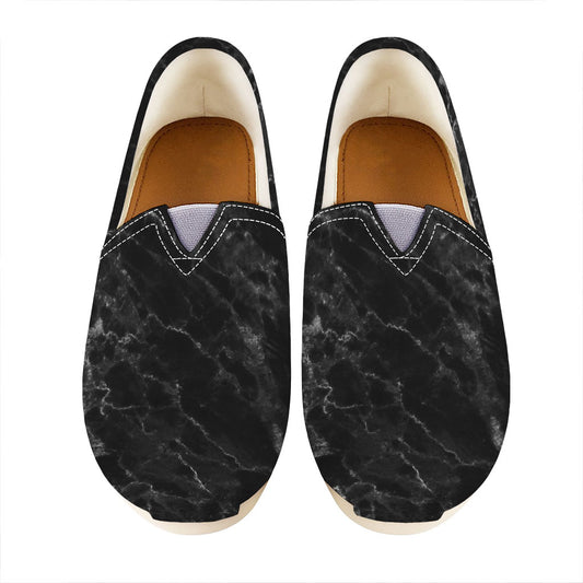 Black White Smoke Marble Print Casual Shoes