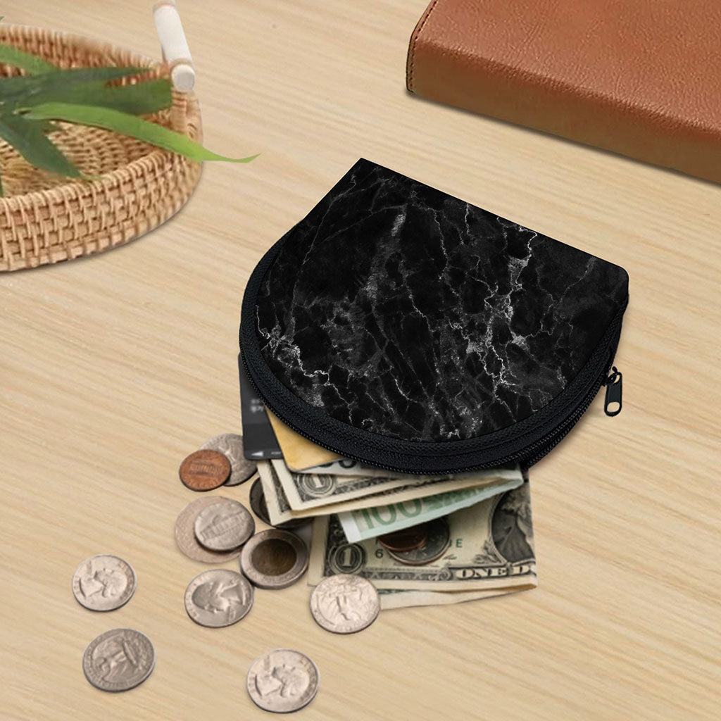Black White Smoke Marble Print Coin Purse