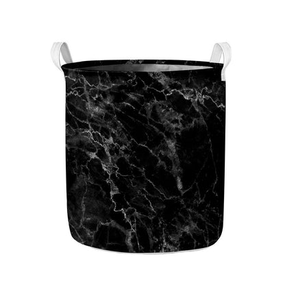 Black White Smoke Marble Print Collapsible Laundry Basket
