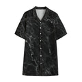 Black White Smoke Marble Print Cotton Hawaiian Shirt