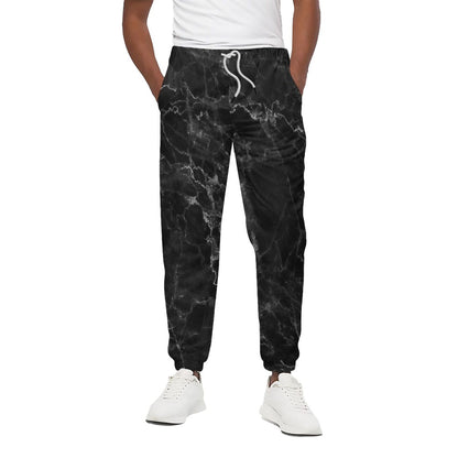 Black White Smoke Marble Print Cotton Pants