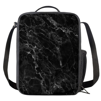 Black White Smoke Marble Print Crossbody Lunch Bag