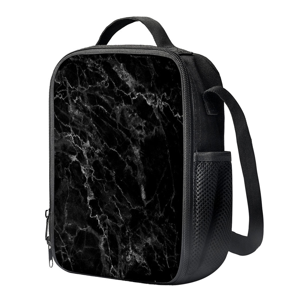 Black White Smoke Marble Print Crossbody Lunch Bag