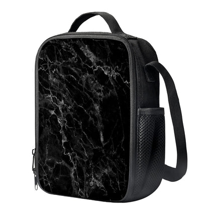 Black White Smoke Marble Print Crossbody Lunch Bag