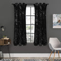 Black White Smoke Marble Print Grommet Curtain Panels