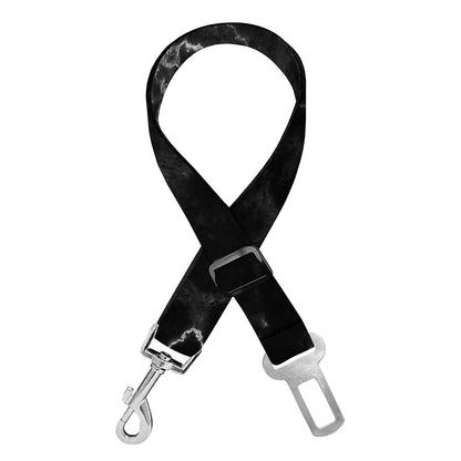 Black White Smoke Marble Print Dog Seat Belt