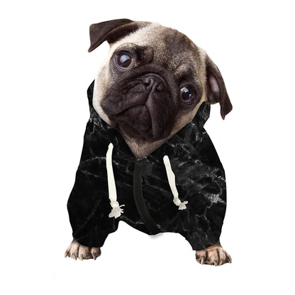 Black White Smoke Marble Print Dog Zip Up Hoodie