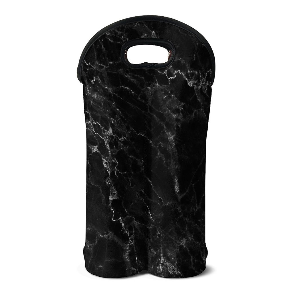 Black White Smoke Marble Print Double Neoprene Wine Tote