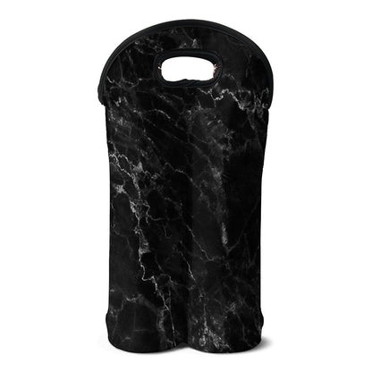 Black White Smoke Marble Print Double Neoprene Wine Tote
