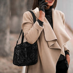 Black White Smoke Marble Print Double Strap Bible Bag