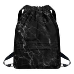 Black White Smoke Marble Print Drawstring Backpack