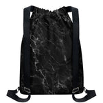 Black White Smoke Marble Print Drawstring Backpack