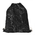 Black White Smoke Marble Print Drawstring Bag