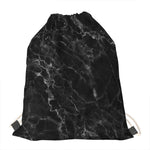 Black White Smoke Marble Print Drawstring Bag