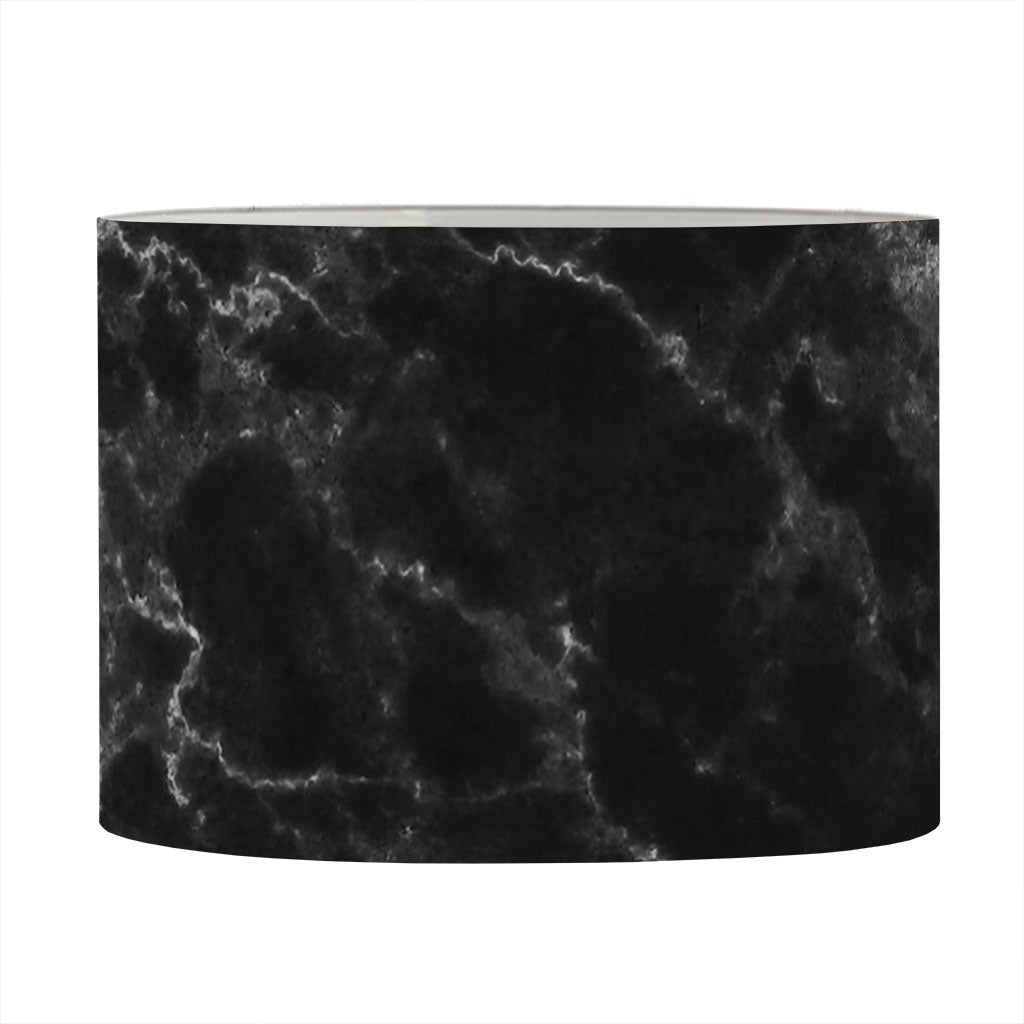 Black White Smoke Marble Print Drum Lamp Shade