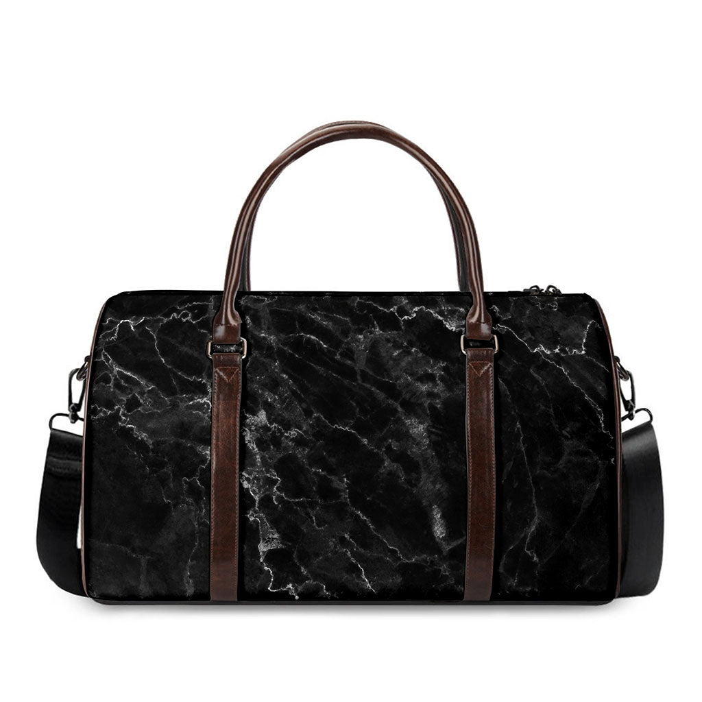 Black White Smoke Marble Print Duffle Bag