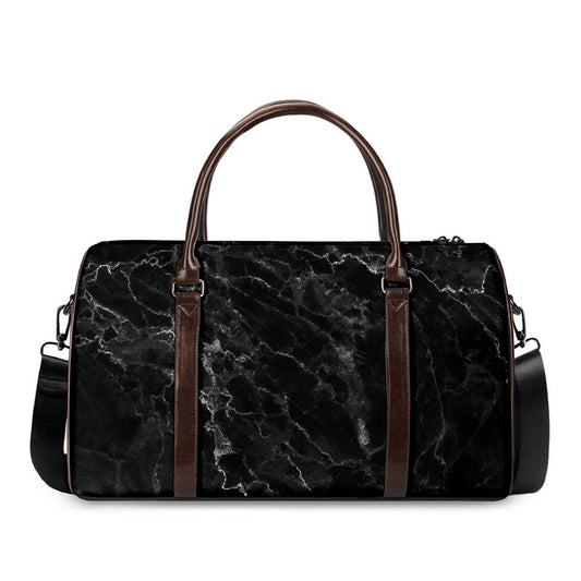 Black White Smoke Marble Print Duffle Bag