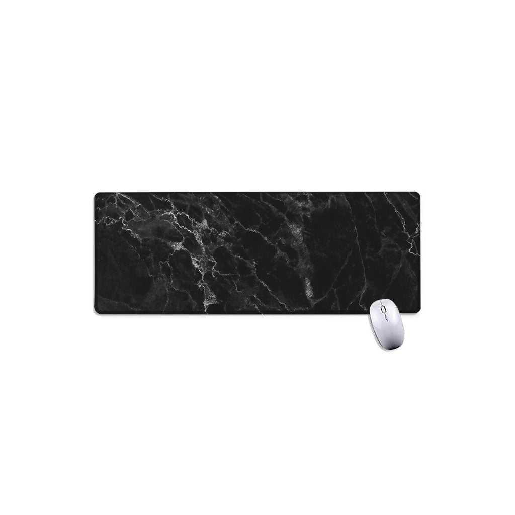 Black White Smoke Marble Print Extended Mouse Pad