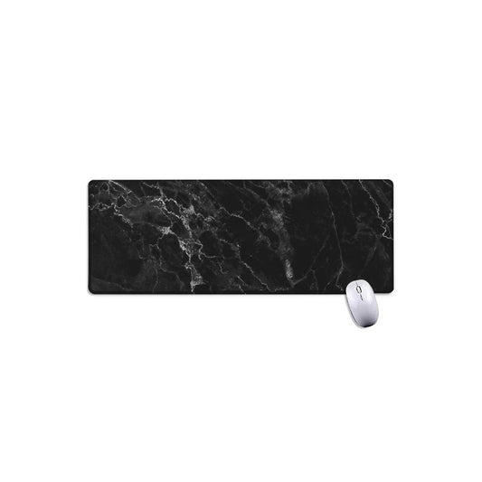 Black White Smoke Marble Print Extended Mouse Pad