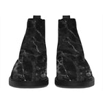 Black White Smoke Marble Print Flat Ankle Boots