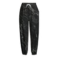Black White Smoke Marble Print Fleece Lined Knit Pants