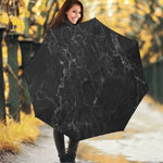Black White Smoke Marble Print Foldable Umbrella