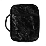 Black White Smoke Marble Print Front Pocket Bible Bag