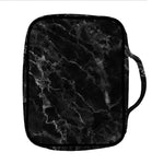 Black White Smoke Marble Print Front Pocket Bible Bag
