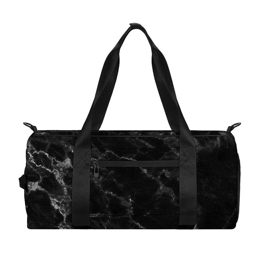 Black White Smoke Marble Print Gym Bag