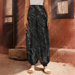 Black White Smoke Marble Print Harem Pants