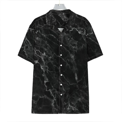 Black White Smoke Marble Print Hawaiian Shirt