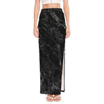 Black White Smoke Marble Print High Slit Maxi Skirt