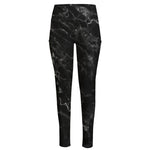 Black White Smoke Marble Print High-Waisted Pocket Leggings