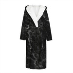 Black White Smoke Marble Print Hooded Bathrobe